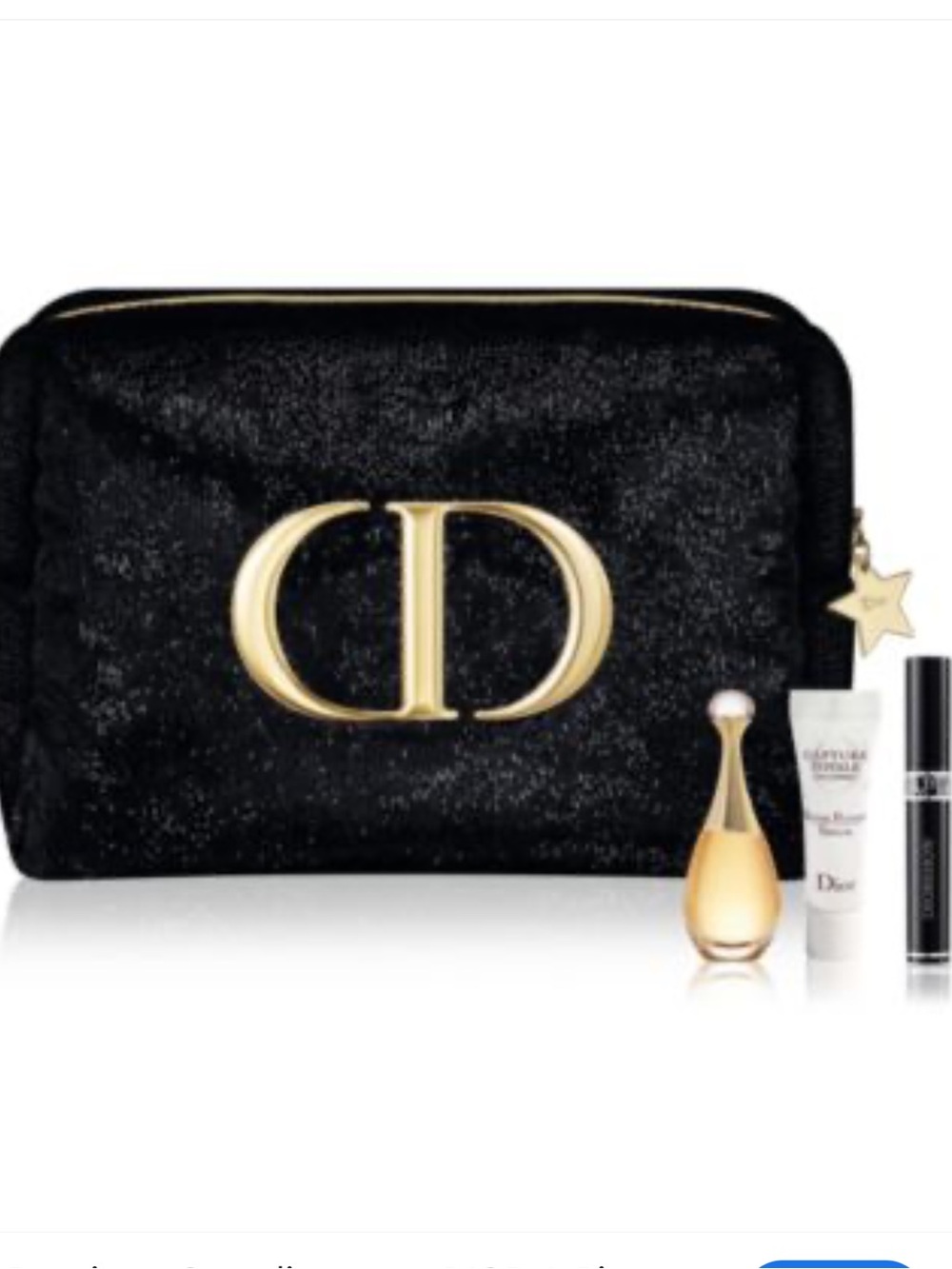 Dior Black Glitter Pouch with Gold CD Emblem